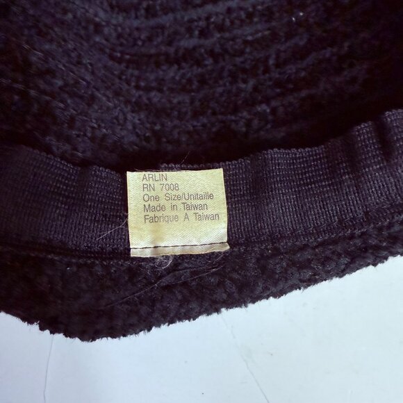 Arlin Black Fuzzy Bucket Hat Fuzzy Boucle Wide Rolled Brim Plush Winter VTG - Picture 6 of 8